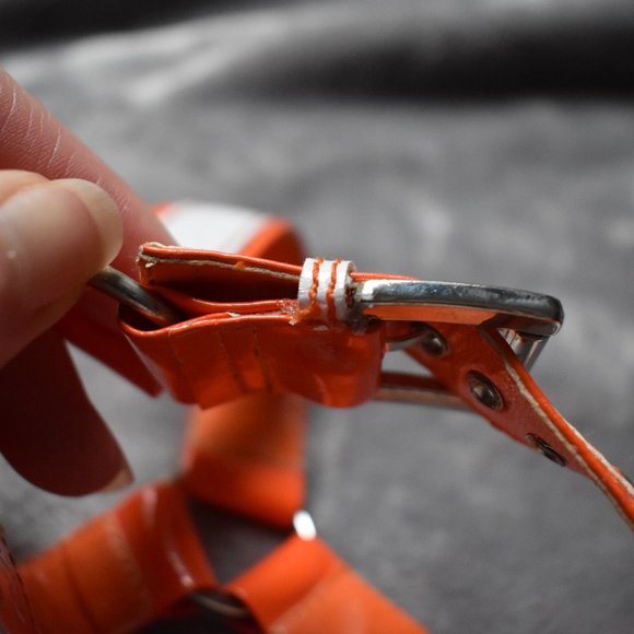 Hot Gossip Platform Sandals Sz 8- Orange/White - Picture 12 of 16